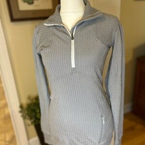 Lululemon Gray Herringbone Quarter-Zip Runners Pullover for Women